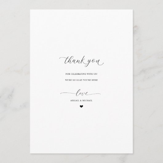 Elegante moderne minimalistische bruiloft ontvangs menu (Achterkant)