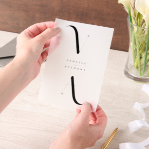 Elegante moderne minimalistische bruiloft overlay vellum uitnodigingen