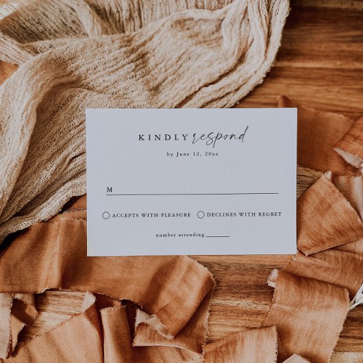 Elegante, moderne minimalistische bruiloft RSVP kaartje