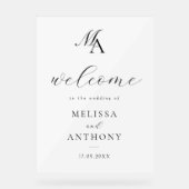 Elegante moderne minimalistische bruiloft welkom acryl bord (Voorkant)