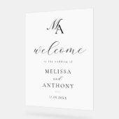 Elegante moderne minimalistische bruiloft welkom acryl bord (Hoek)