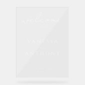 Elegante moderne minimalistische bruiloft welkom acryl bord (Voorkant)