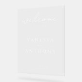 Elegante moderne minimalistische bruiloft welkom acryl bord (Hoek)