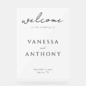 Elegante moderne minimalistische bruiloft welkom acryl bord (Voorkant)