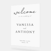Elegante moderne minimalistische bruiloft welkom acryl bord (Hoek)