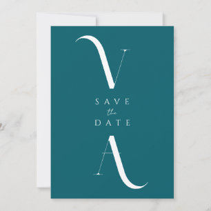Elegante moderne minimalistische donker Blauwgroen Save The Date