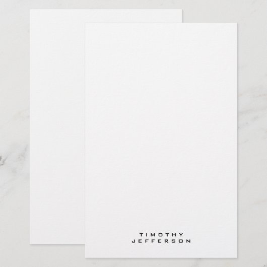 Elegante moderne minimalistische eigen naam briefpapier (Voorkant / Achterkant)
