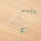 Elegante moderne minimalistische eucalyptus bruilo acryl uitnodigingen (Laagn)