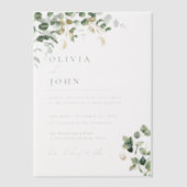 Elegante moderne minimalistische eucalyptus bruilo vellum uitnodigingen (Voorkant)