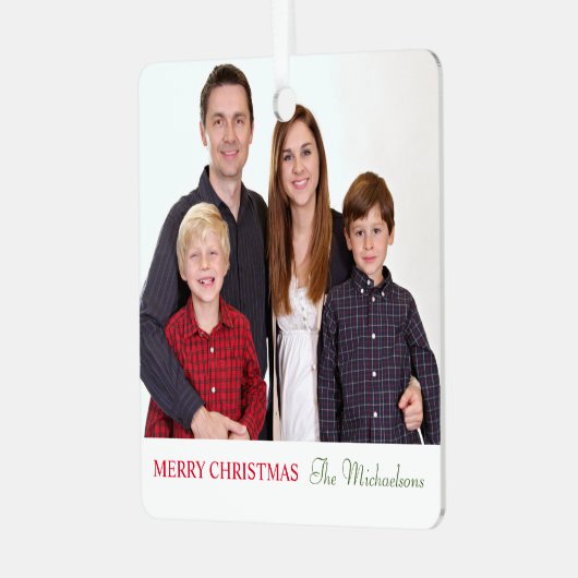 Elegante moderne minimalistische familiefoto metalen ornament (Voorkant links)