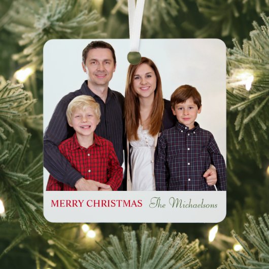 Elegante moderne minimalistische familiefoto metalen ornament (Insitu)