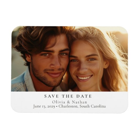 Elegante moderne minimalistische foto save the dat magneet (Horizontaal)