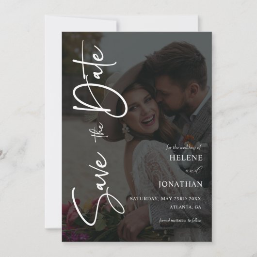 Elegante moderne minimalistische foto save the date (Voorkant)