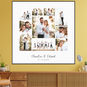 Elegante moderne minimalistische fotocollage bruil canvas afdruk