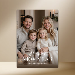 Elegante moderne minimalistische fotonieuwjaarskaa feestdagenkaart