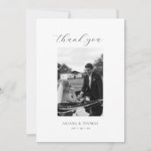 Elegante moderne minimalistische fotoscript bruilo bedankkaart (Voorkant)