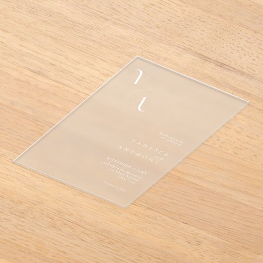 Elegante moderne minimalistische Frosted Wedding Acryl Uitnodigingen (Laagn)