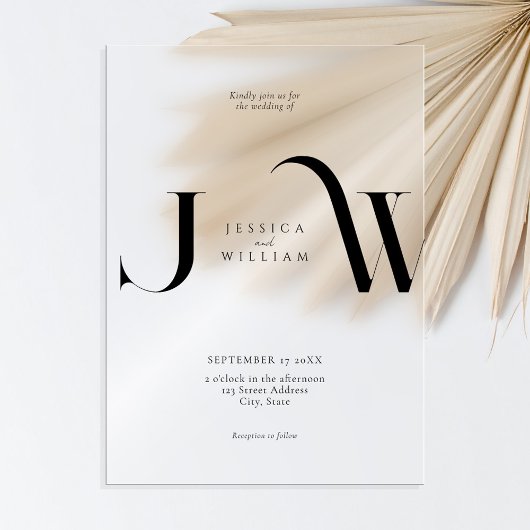 Elegante moderne minimalistische Frosted Wedding Acryl Uitnodigingen