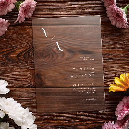 Elegante moderne minimalistische Frosted Wedding Acryl Uitnodigingen