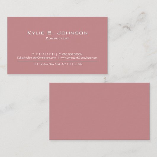 Elegante moderne minimalistische gepersonaliseerde visitekaartje (Voorkant / Achterkant)