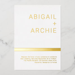 Elegante moderne minimalistische gouden folie brui folie uitnodiging