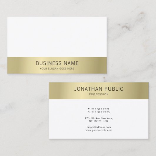 Elegante moderne minimalistische gouden witte Sjab Visitekaartje (Voorkant / Achterkant)