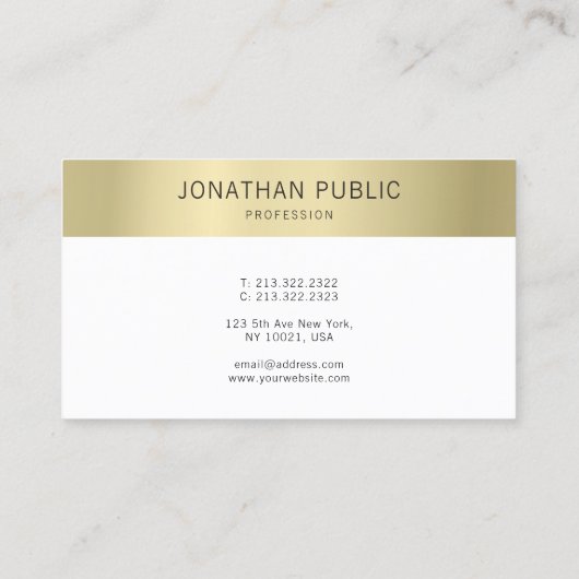 Elegante moderne minimalistische gouden witte Sjab Visitekaartje (Achterkant)