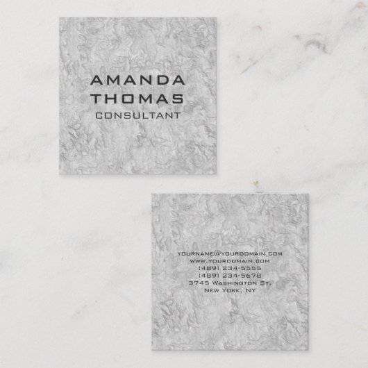 Elegante moderne minimalistische grijze profession vierkante visitekaartje (Voorkant / Achterkant)