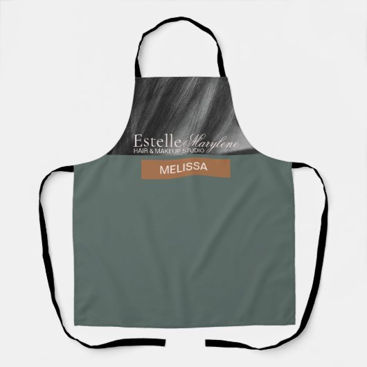 Elegante moderne minimalistische groene haarstudio schort (Voorkant)