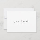 Elegante moderne minimalistische handschrift lette RSVP kaartje (Achterkant)