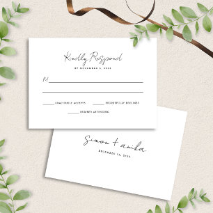 Elegante moderne minimalistische handschrift lette RSVP kaartje