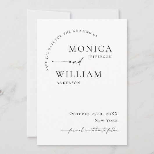 Elegante Moderne Minimalistische Huwelijk QR Code Save The Date (Voorkant)
