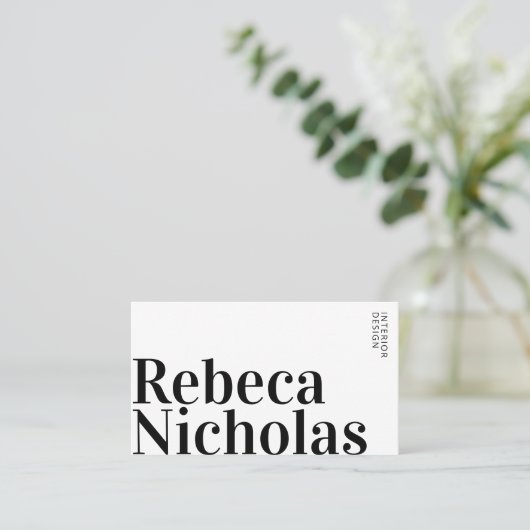 Elegante moderne minimalistische interieurontwerpe visitekaartje (Staand voorkant)