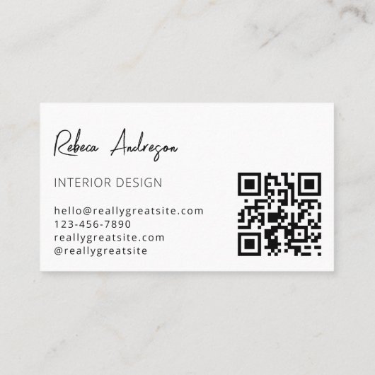 Elegante moderne minimalistische interieurontwerpe visitekaartje (Achterkant)