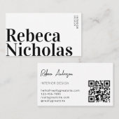 Elegante moderne minimalistische interieurontwerpe visitekaartje (Voorkant / Achterkant)