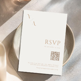 Elegante moderne minimalistische ivoor en tan brui RSVP kaartje