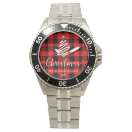 Elegante moderne minimalistische kerst familienaam horloge