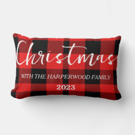 Elegante moderne minimalistische kerst familienaam kussen