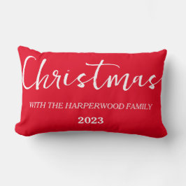 Elegante moderne minimalistische kerst familienaam kussen