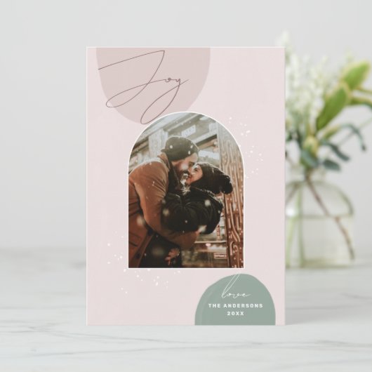 Elegante moderne minimalistische kerst | Joy Photo Feestdagenkaart (Staand voorkant)