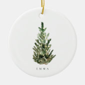 Elegante moderne minimalistische kerstboom naam keramisch ornament (Voorkant)