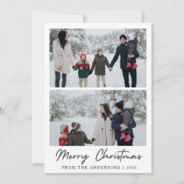 Elegante moderne minimalistische kerstfamilie 2 fo feestdagenkaart