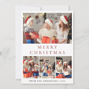 Elegante moderne minimalistische kerstfamilie 2 fo feestdagenkaart