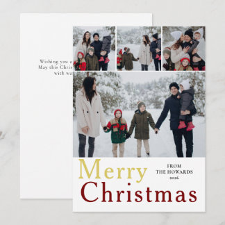 Elegante moderne minimalistische kerstfamilie 4 fo feestdagenkaart