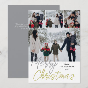 Elegante moderne minimalistische kerstfamilie 4 fo feestdagenkaart