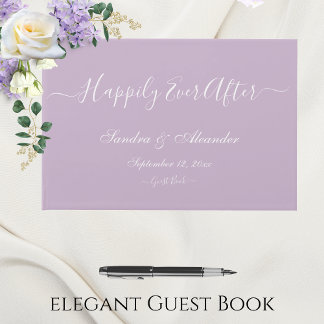 Elegante moderne minimalistische lavendel Paarse b Gastenboek