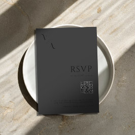 Elegante moderne minimalistische matte zwarte brui RSVP kaartje