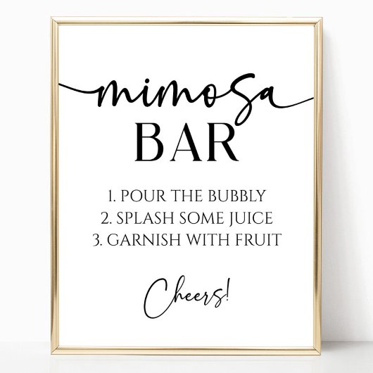 Elegante moderne minimalistische Mimosa bar teken Poster