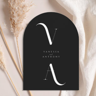 Elegante moderne minimalistische monogram boog bru kaart