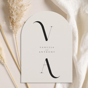 Elegante moderne minimalistische monogram boog bru kaart